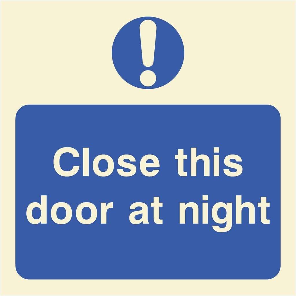 Glow Close This Door At Night Fire Door Sign - The Sign Shed