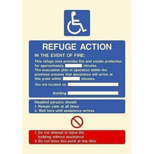 Glow In The Dark Disabled Refuge Action Sign - The Sign Shed