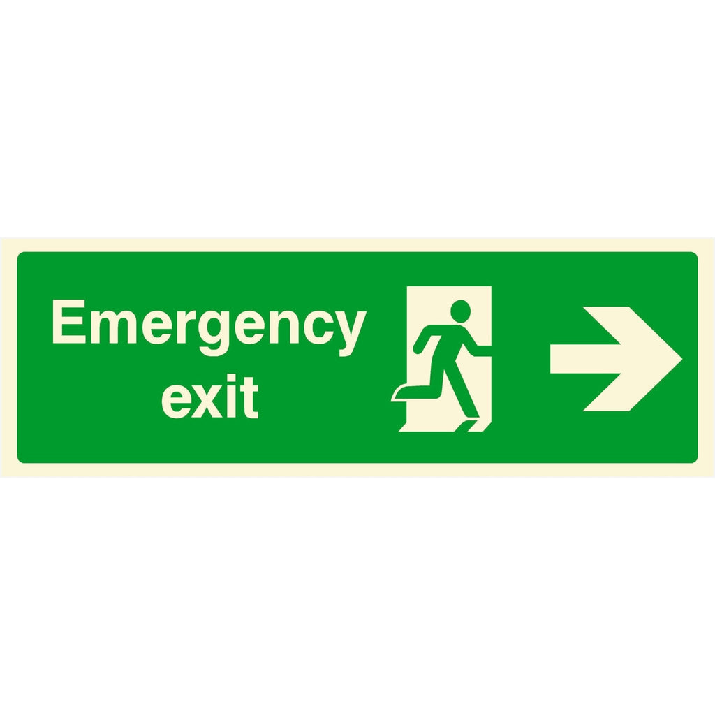 Glow In The Dark Emergency Exit Sign Right Arrow - The Sign Shed