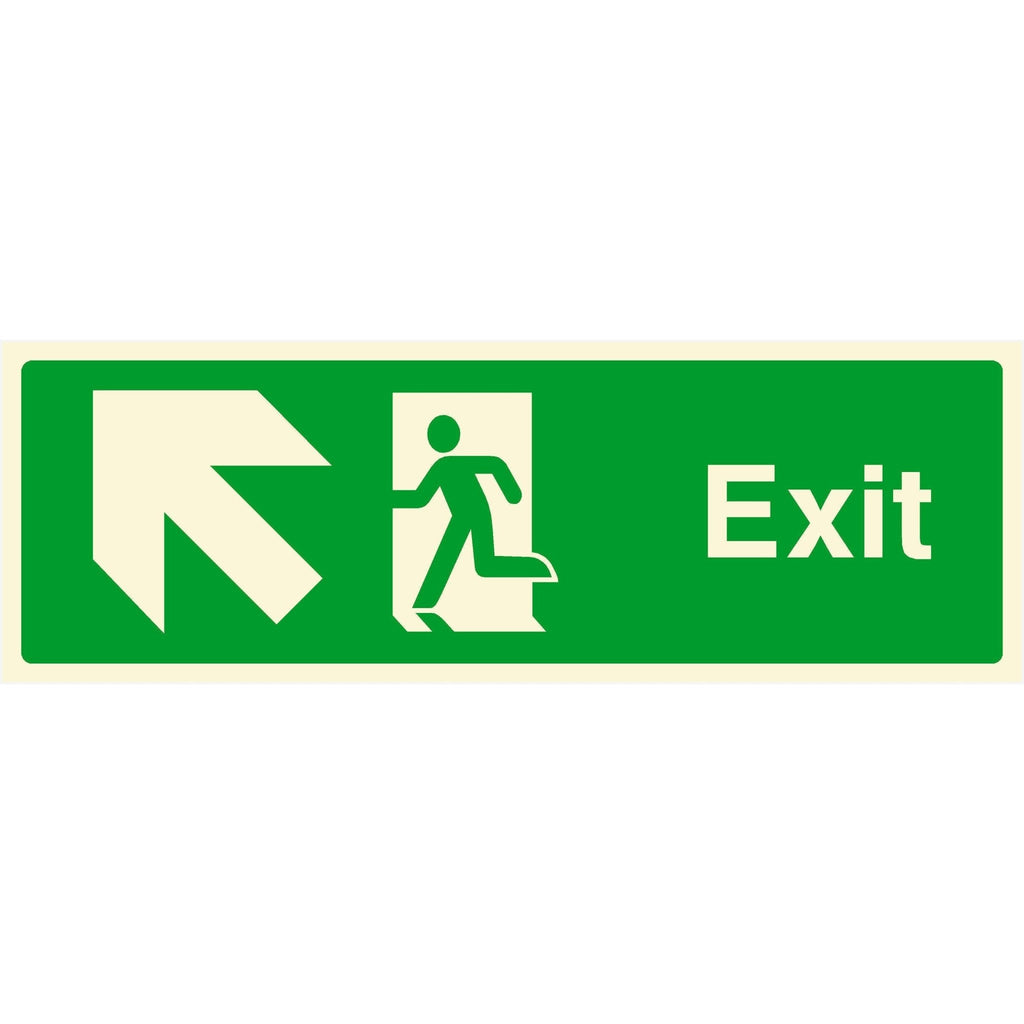 Glow In The Dark Exit Fire Sign Up Left Arrow - The Sign Shed