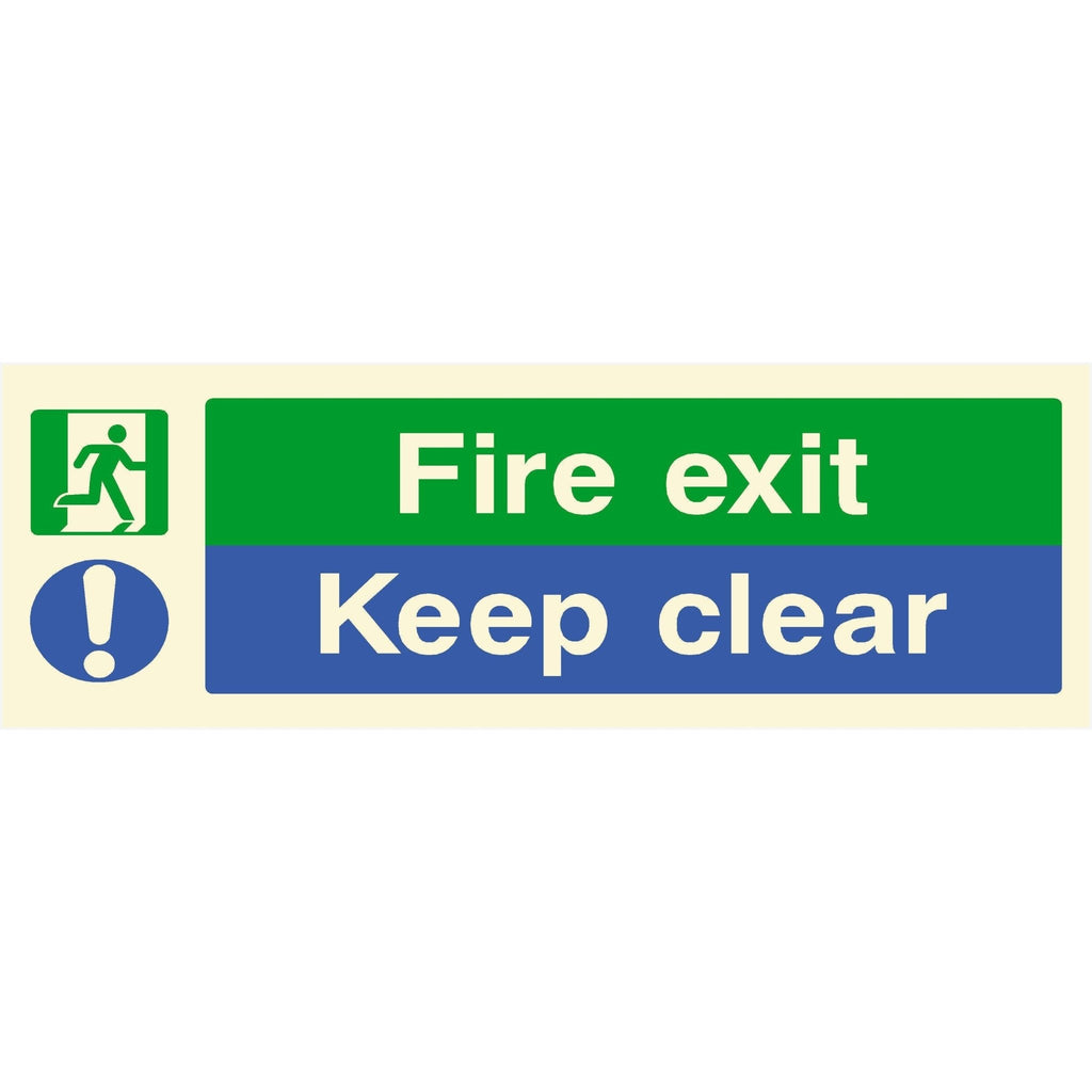 Glow In The Dark Fire Exit Keep Clear Sign - The Sign Shed
