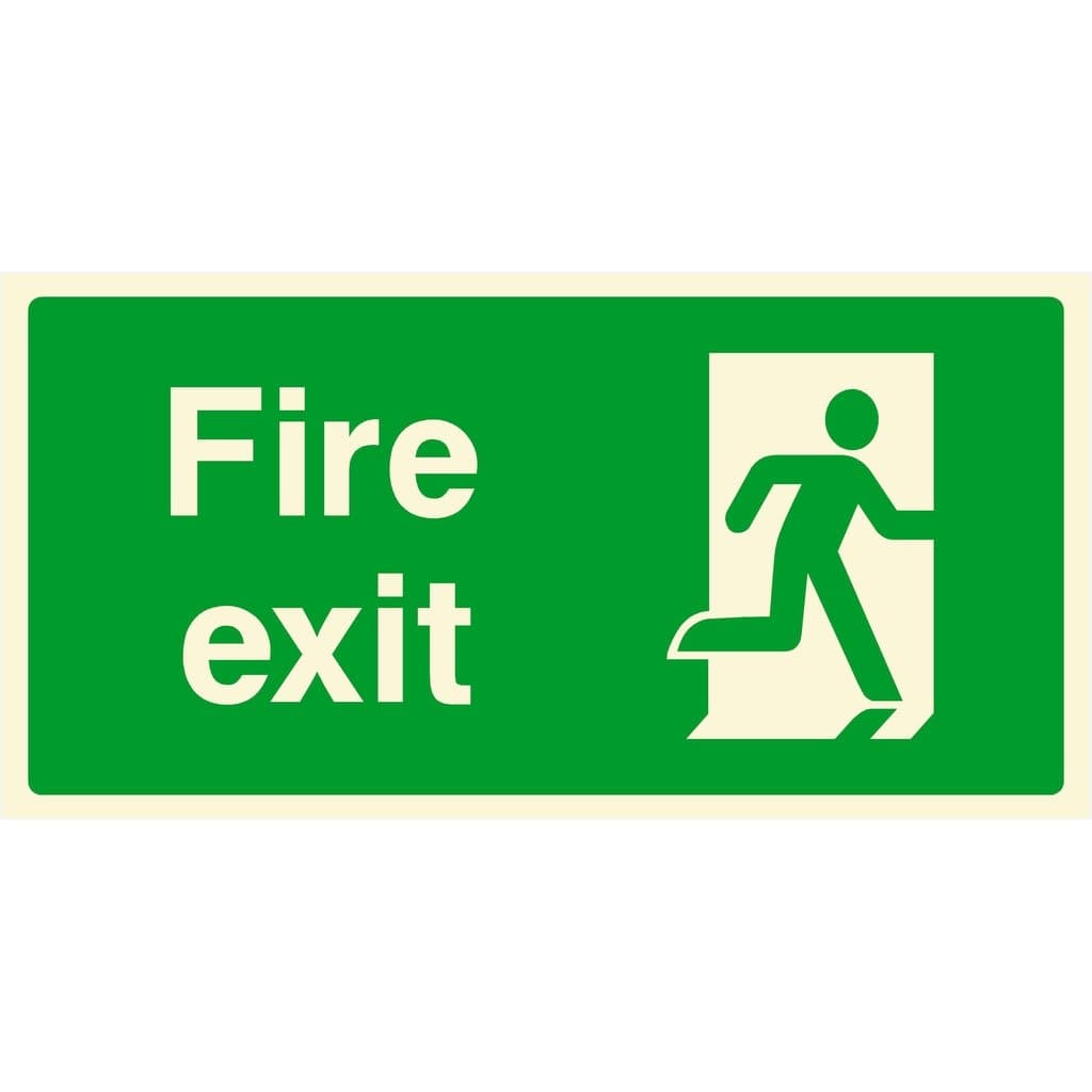 Glow In The Dark Fire Exit Sign Right - The Sign Shed