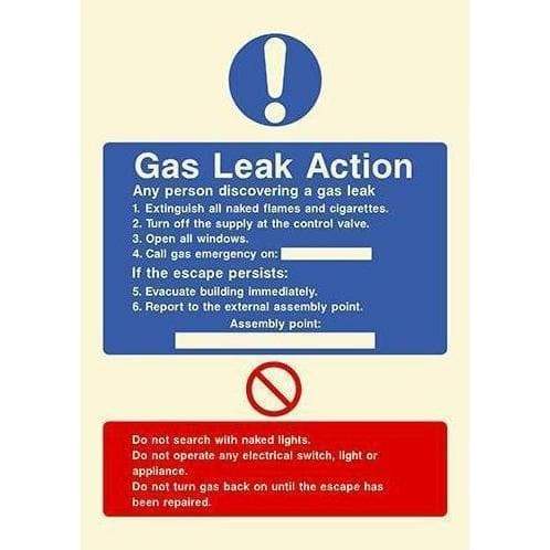 Glow In The Dark Gas Leak Action Sign - The Sign Shed