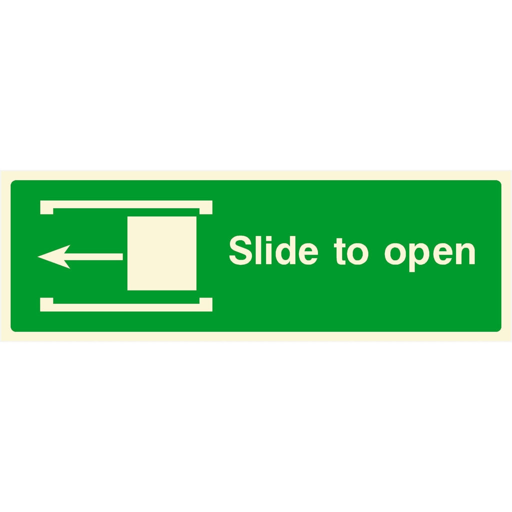 Glow Slide To Open Left Sign - The Sign Shed