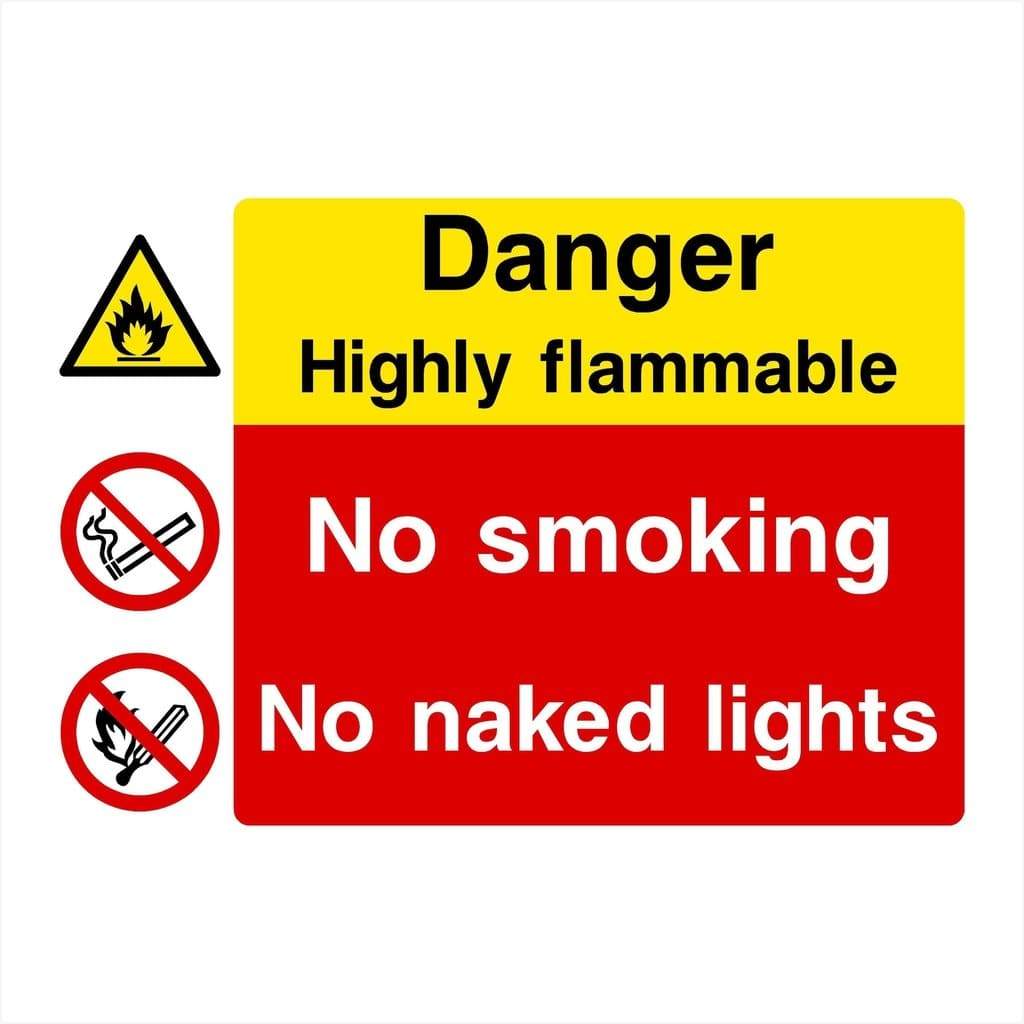 Highly Flammable No Smoking No Naked Lights Sign - The Sign Shed