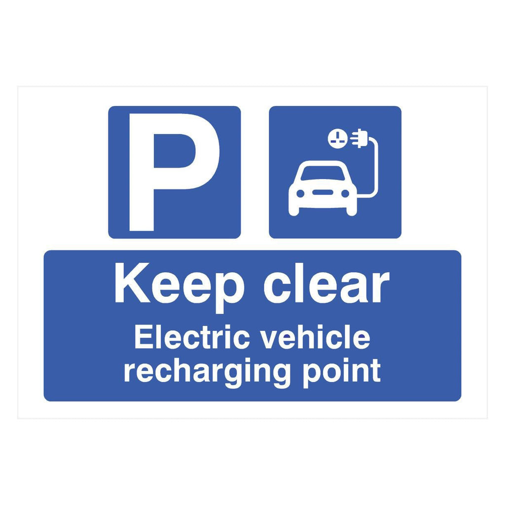 Keep Clear Electric Vehicle Recharging Point Sign - The Sign Shed