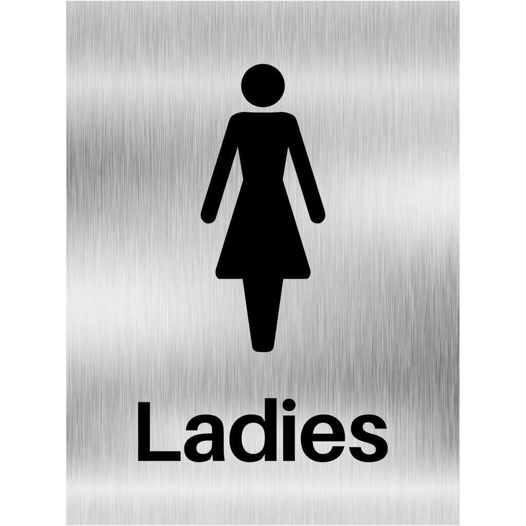 Ladies Toilet Sign Brushed Silver - The Sign Shed