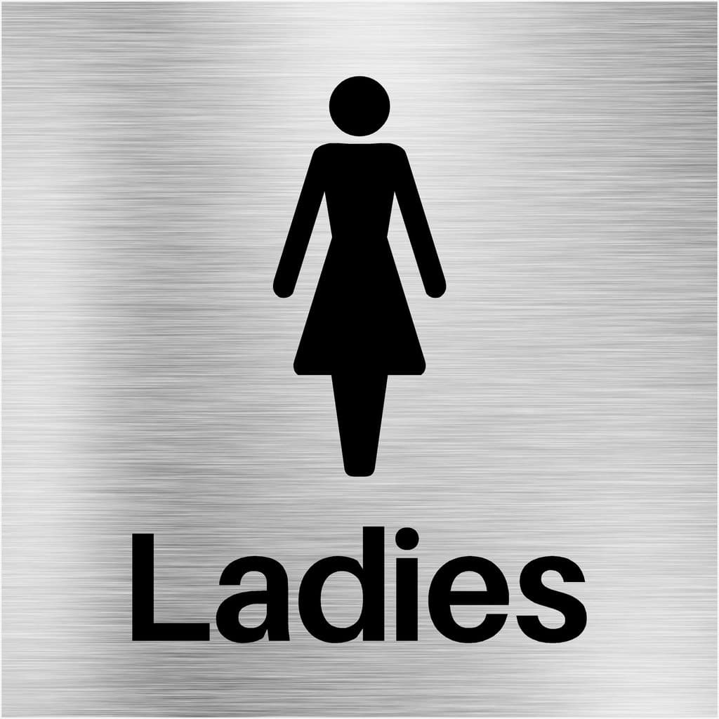 Ladies Toilets Sign in Brushed Silver - The Sign Shed