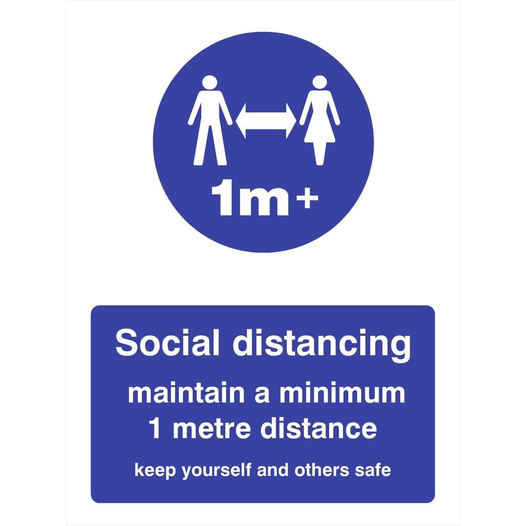 Maintain a Minimum 1 Metre Distance 1m Social Distancing Sign - The Sign Shed