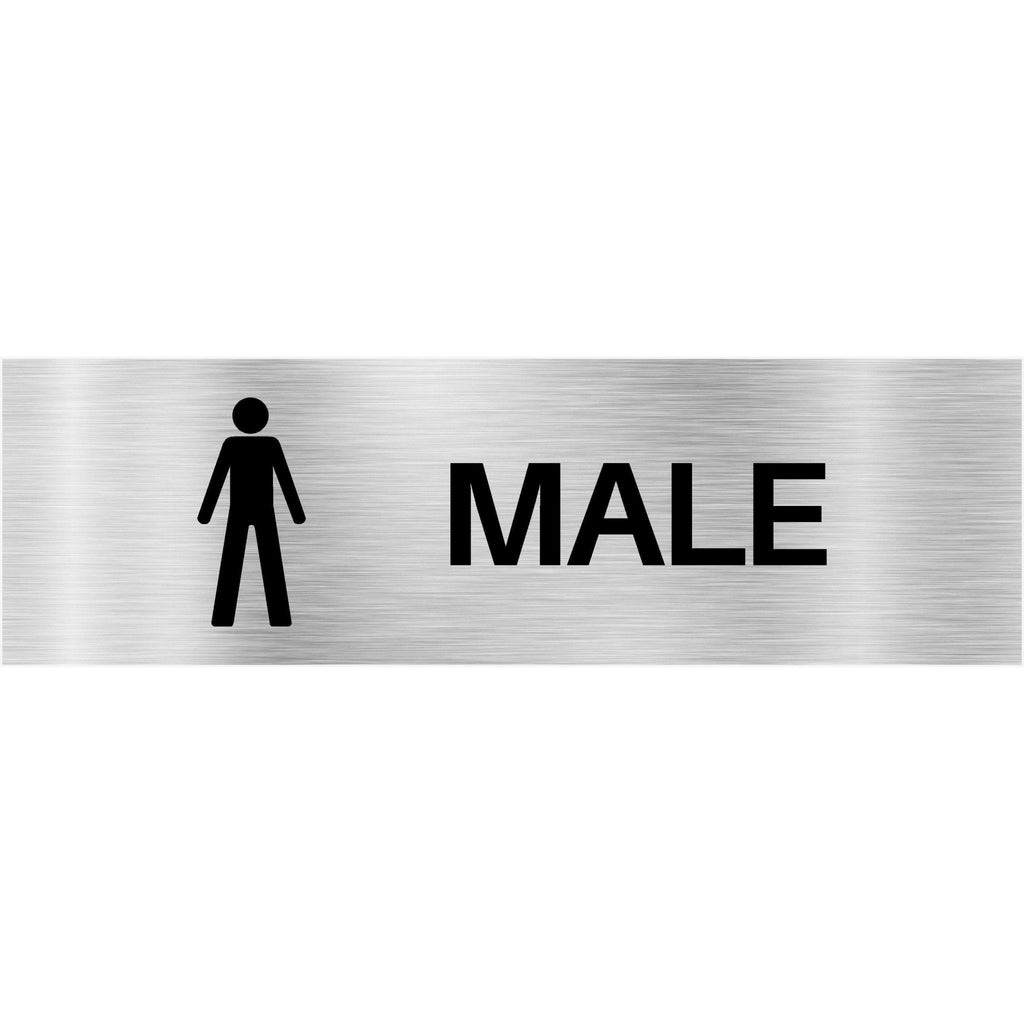 Male Toilet Sign in Brushed Silver CAPS - The Sign Shed