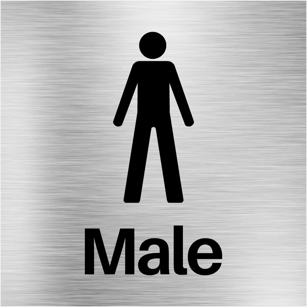 Male Toilets Sign in Brushed Silver - The Sign Shed