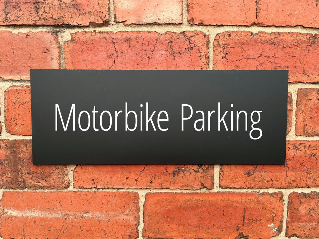 Motorbike Parking Sign Midnight Black Landscape - The Sign Shed