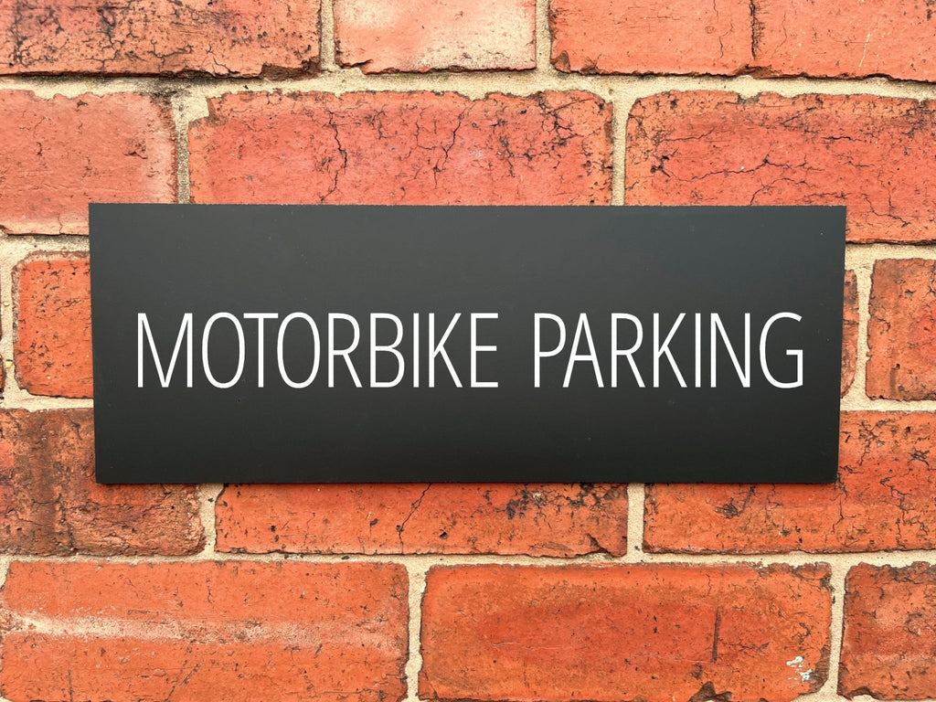 Motorbike Parking Sign Midnight Black Landscape - The Sign Shed