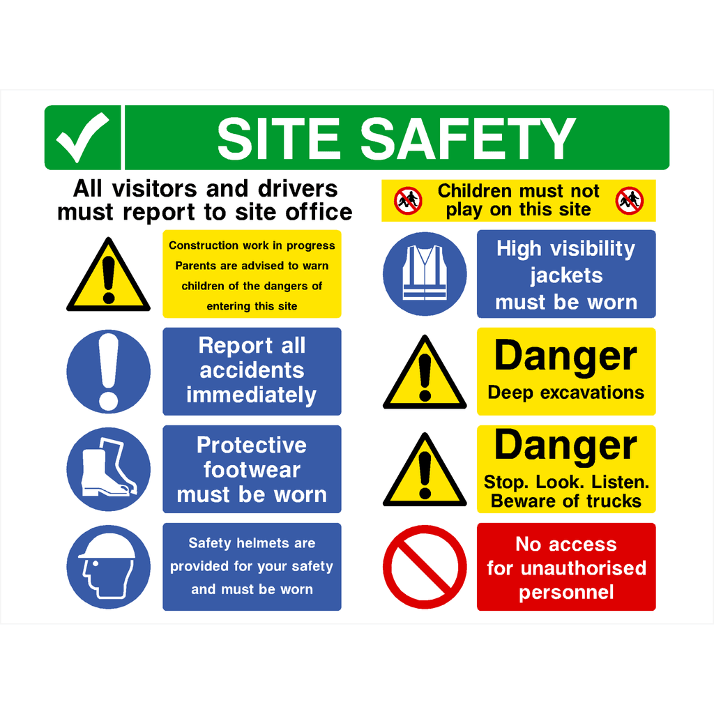 Multipack E Site Safety Sign 400 x 300mm 50 Pack - The Sign Shed