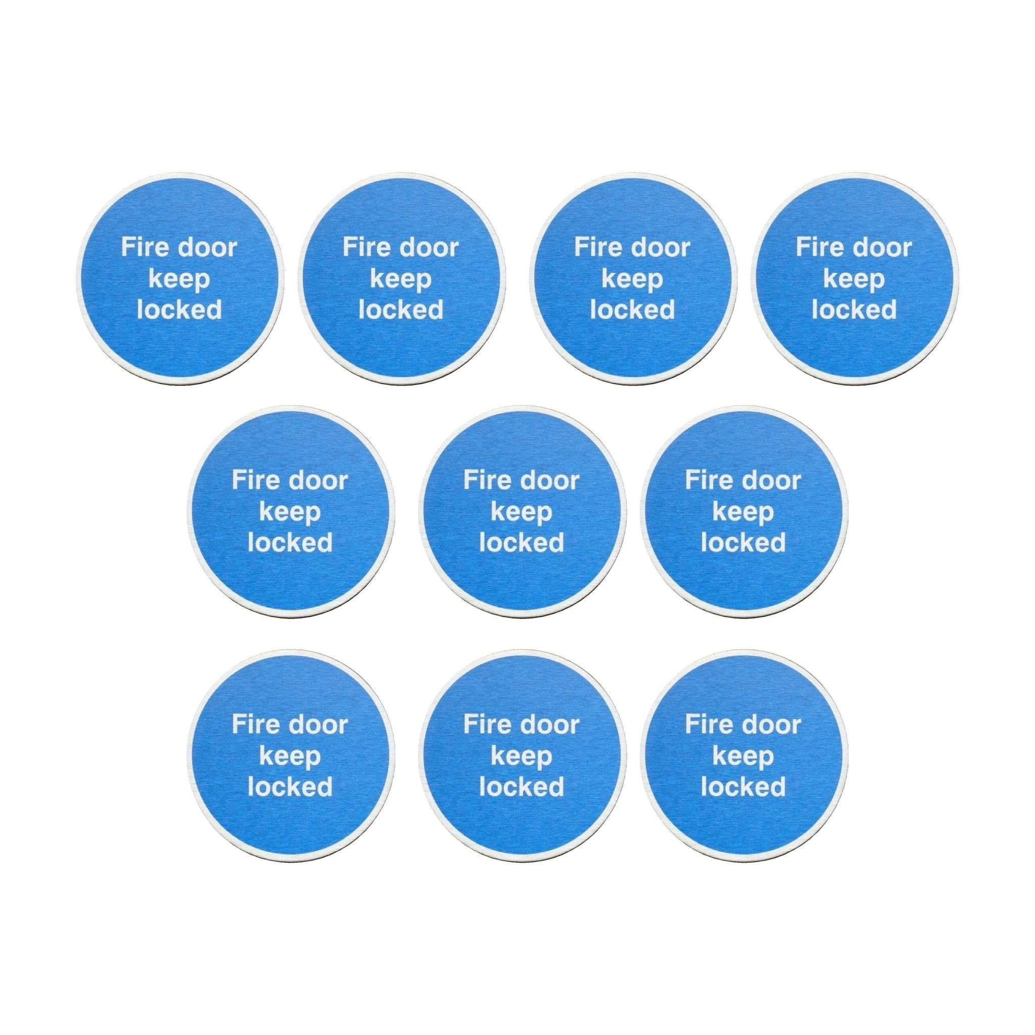 Multipack Fire Door Keep Locked Sign in Stainless Steel 10 Pack - The Sign Shed