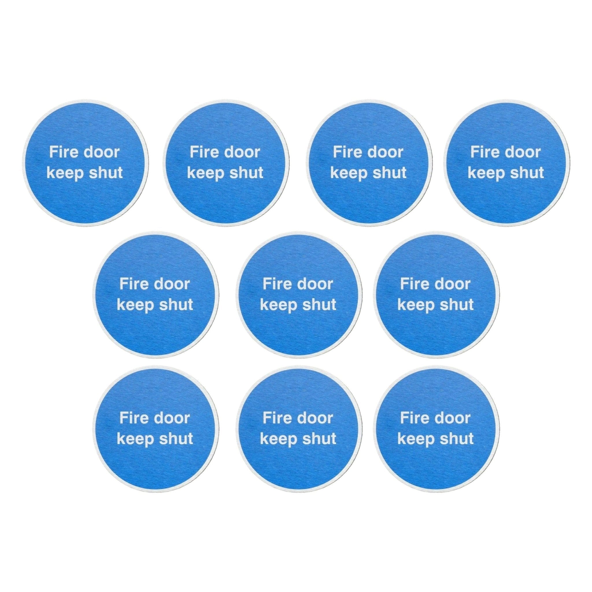 Multipack Fire Door Keep Shut Sign in Stainless Steel 10 Pack - The Sign Shed