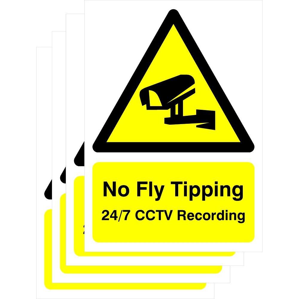 Multipack No Fly Tipping CCTV Recording Sign | Pack of 5 - The Sign Shed