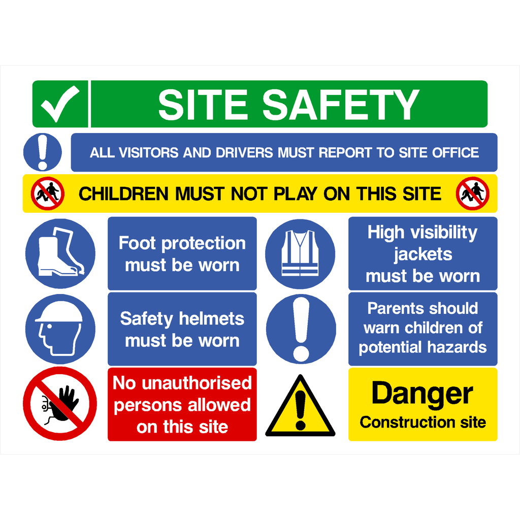 Multipack Site Safety Sign 400 x 300mm 25 Pack Option D - The Sign Shed