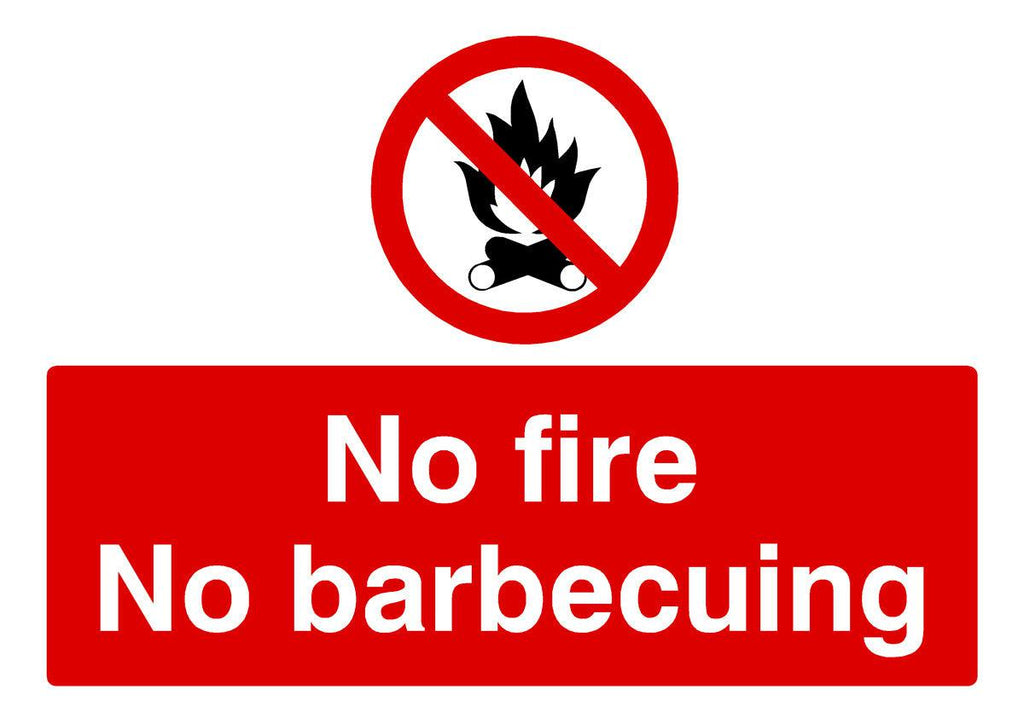 No Fire No Barbecuing Prohibited Sign Landscape - The Sign Shed