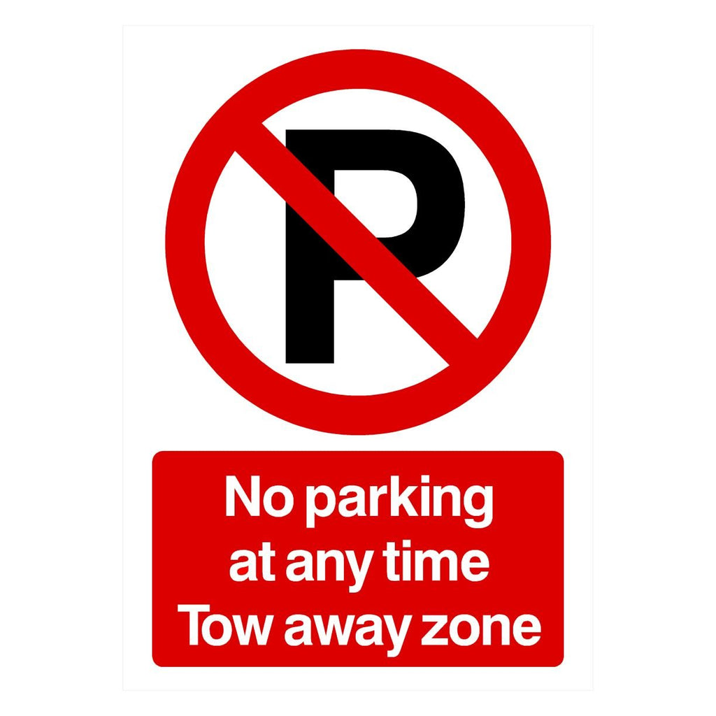 No Parking At Any Time Tow Zone P Sign Portrait - The Sign Shed