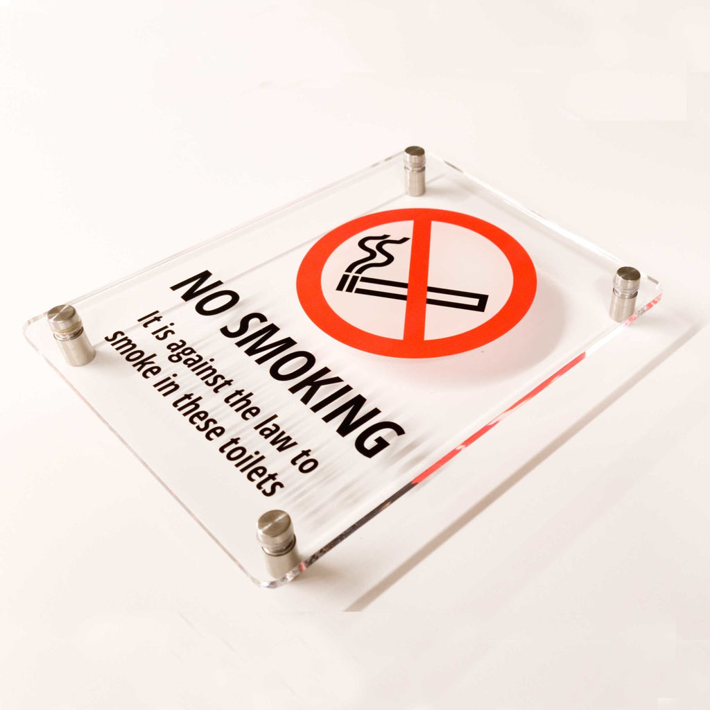 No Smoking Against The Law Toilet Sign Clear Acrylic - The Sign Shed