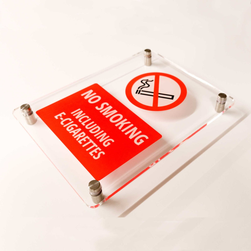 No Smoking E-Cigarettes Sign in Clear Acrylic - The Sign Shed