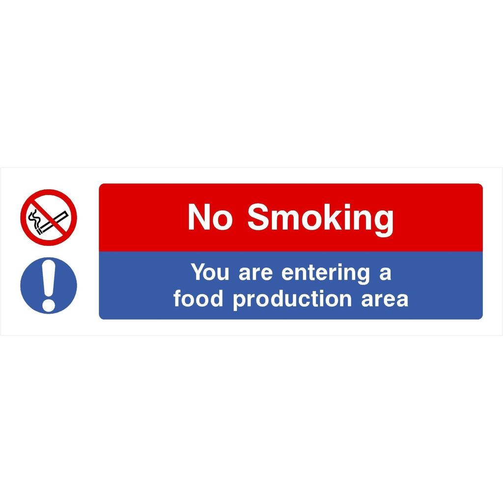 No Smoking Entering Food Production Area Sign - The Sign Shed
