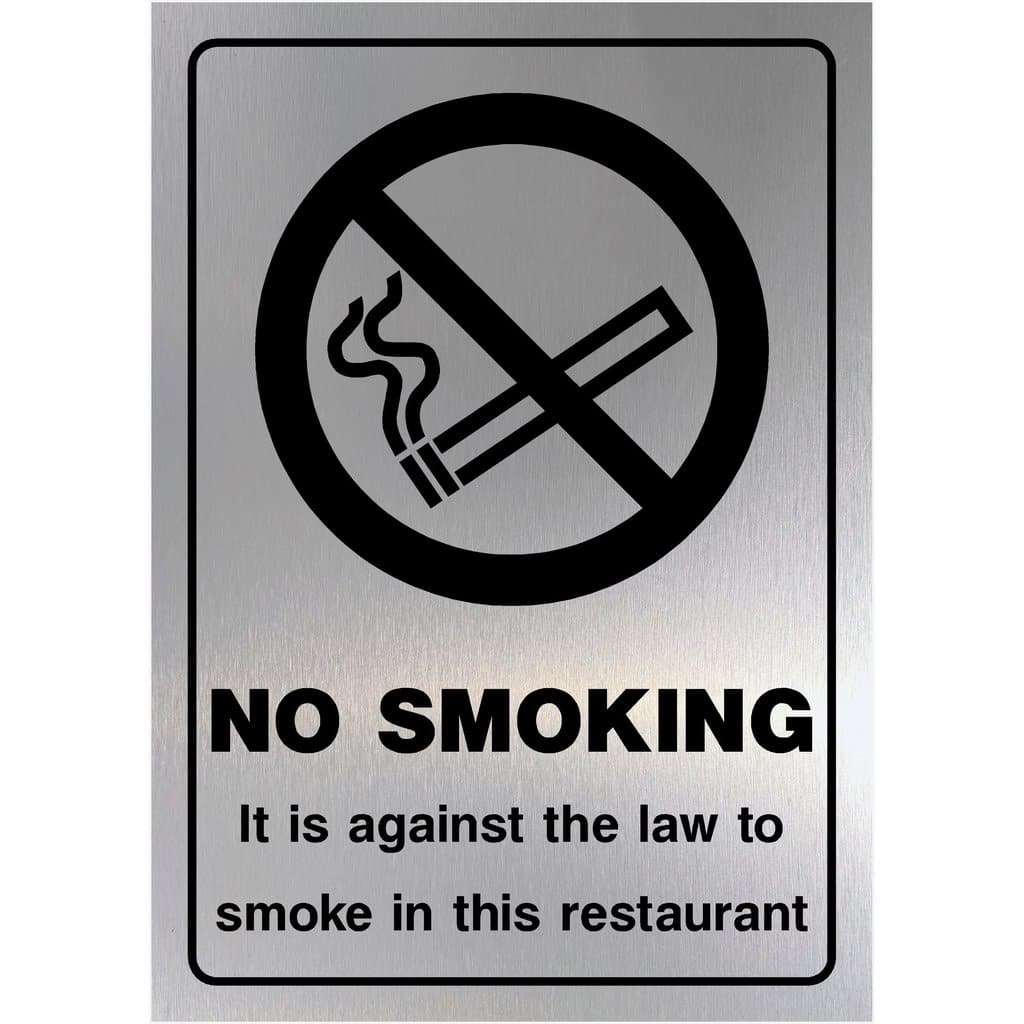 No Smoking In Restaurant Sign Brushed Silver - The Sign Shed