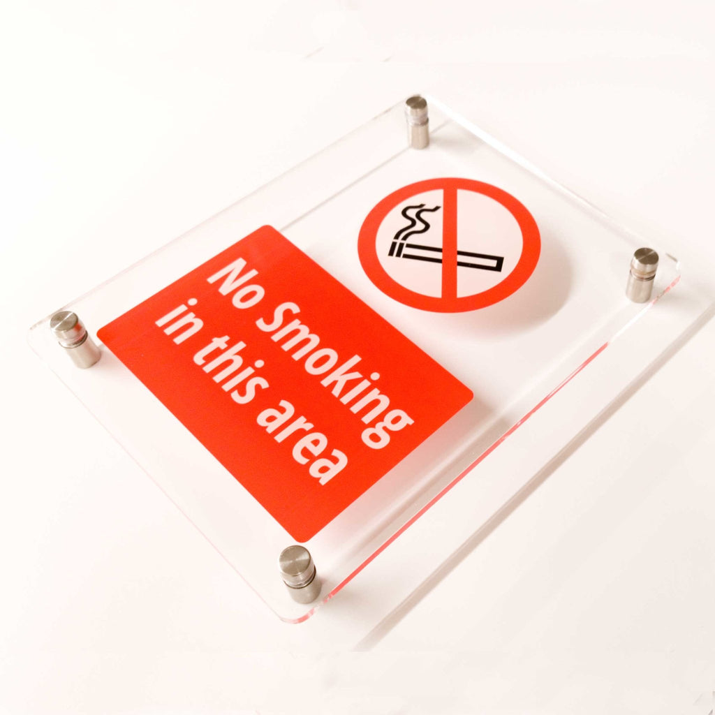 No Smoking In This Area Sign Clear Acrylic - The Sign Shed