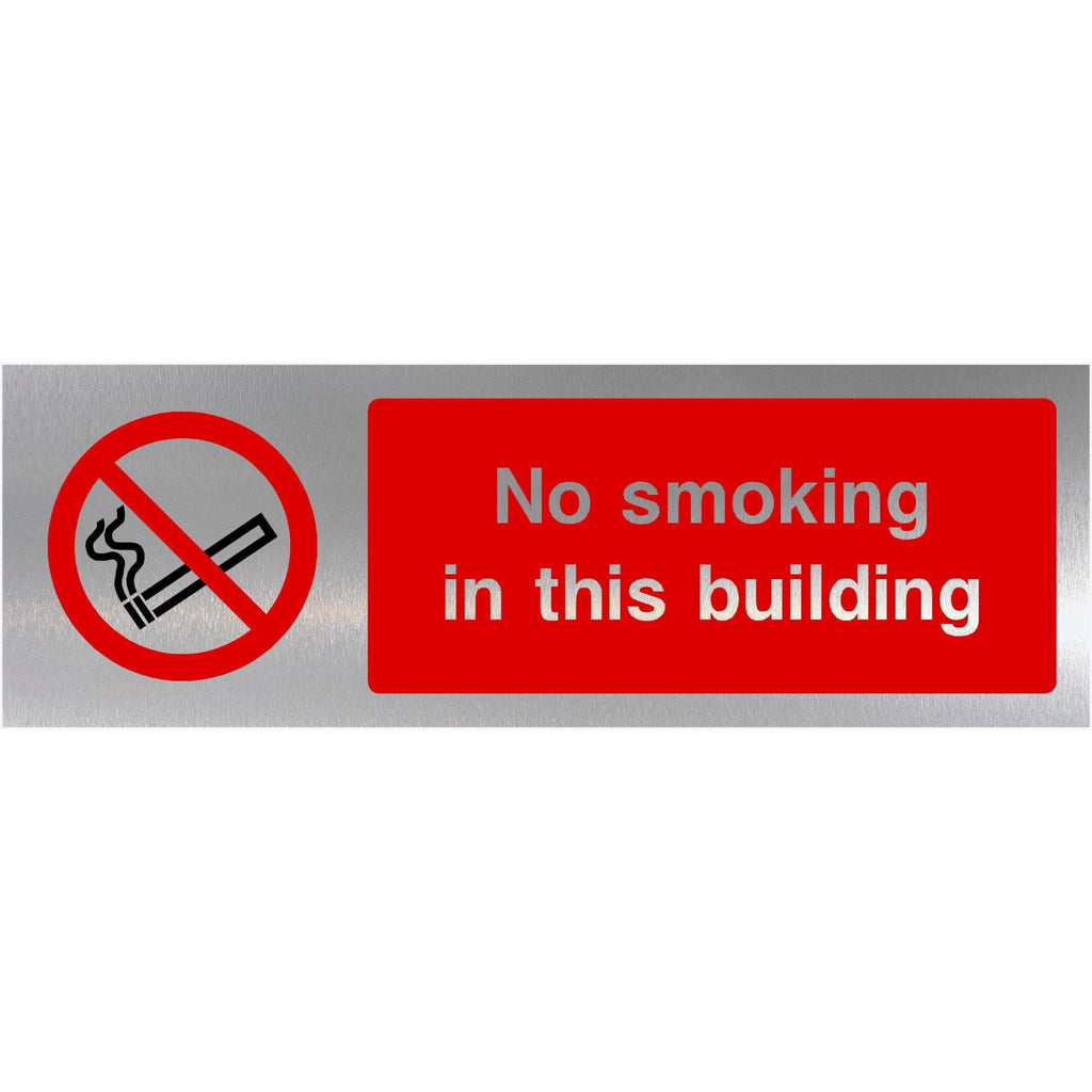 No Smoking In This Building Brushed Silver Sign Landscape - The Sign Shed