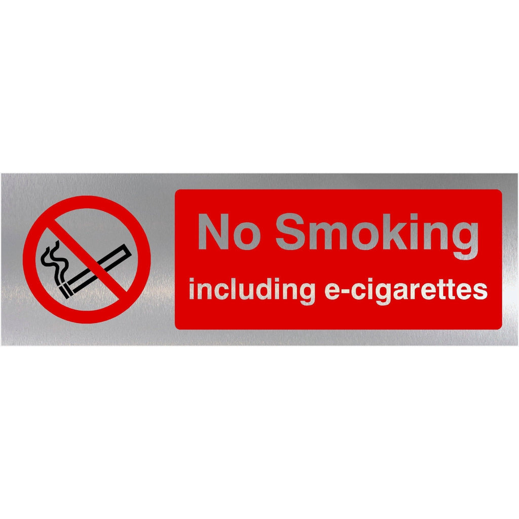 No Smoking Including E-Cigarettes Brushed Silver Sign - The Sign Shed