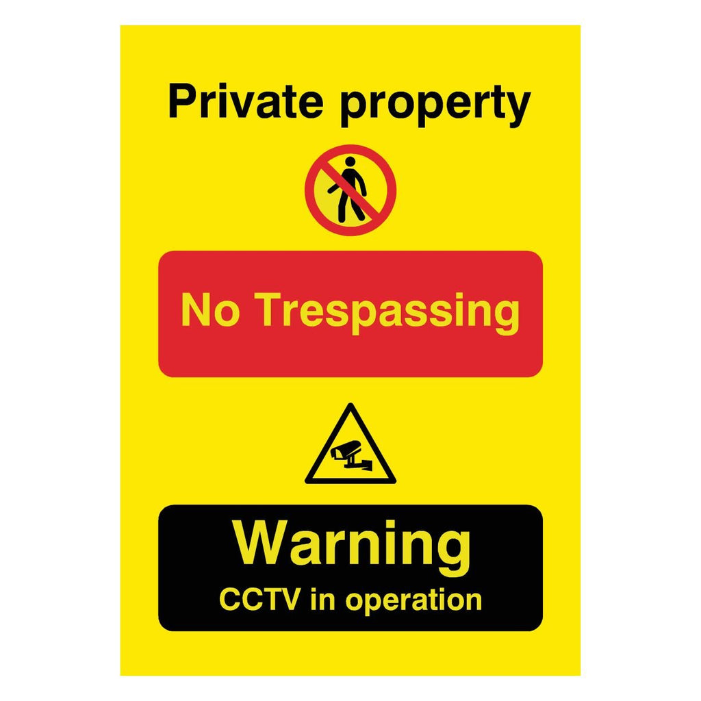 No Trespassing CCTV In Operation Yellow Sign - The Sign Shed