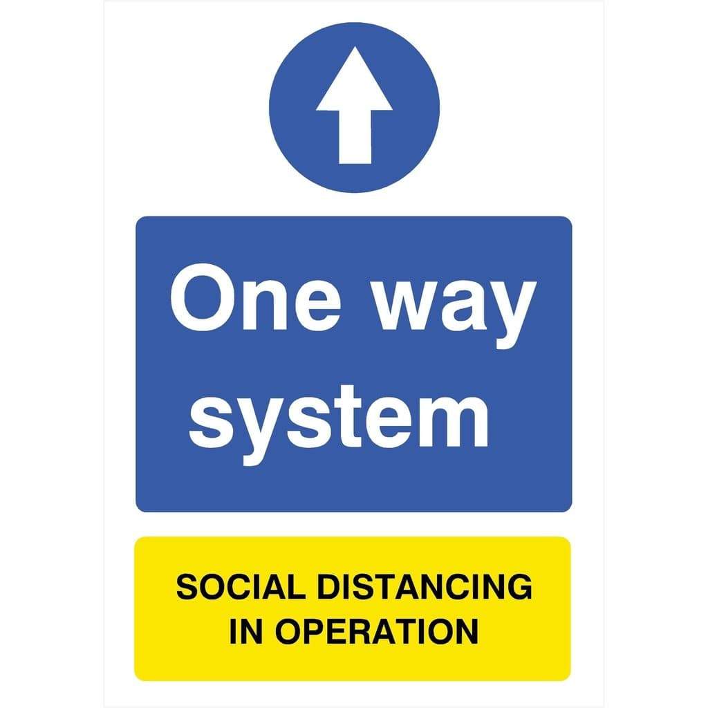 One Way System Social Distancing In Operation Sign - The Sign Shed