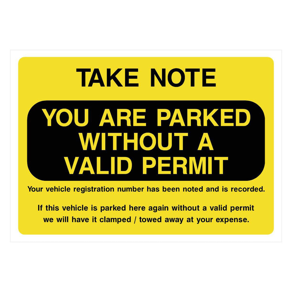 Parking Without Valid Permit Sign - The Sign Shed