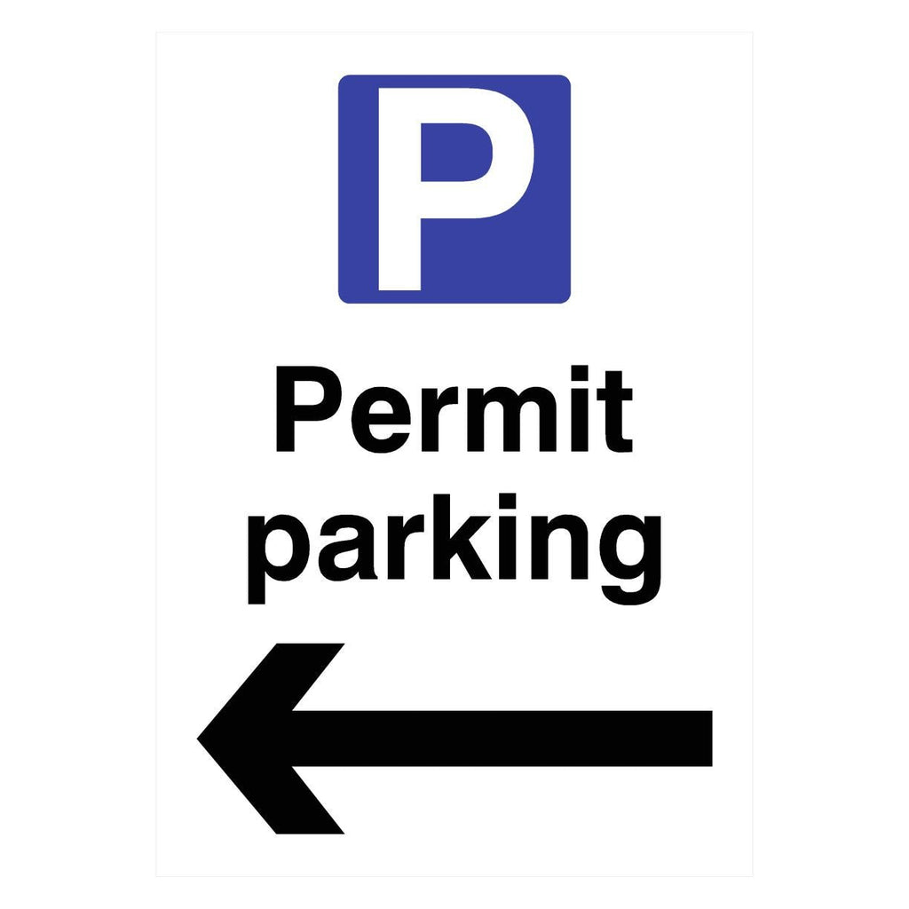 Permit Parking Left Arrow P Sign - The Sign Shed