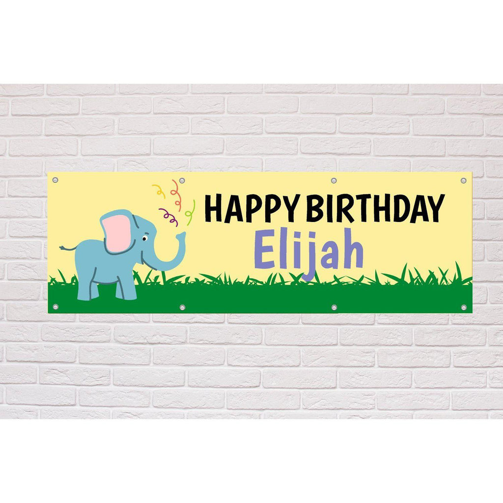 Personalised Baby Elephant Birthday banner - The Sign Shed