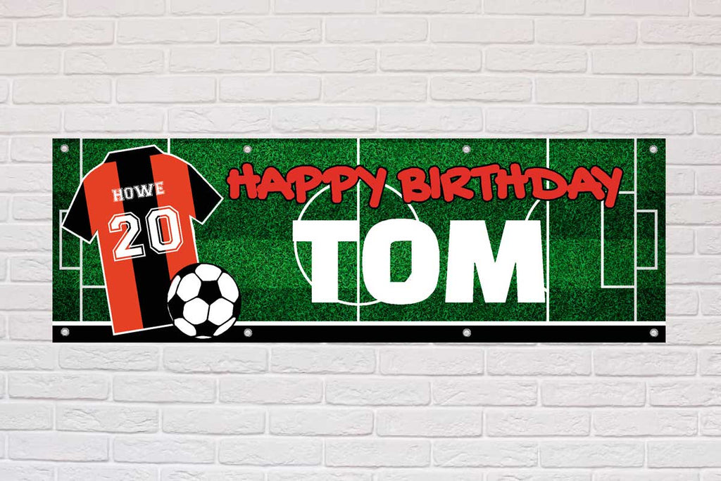 Personalised Birthday Banner | Black and Red Stripes - The Sign Shed