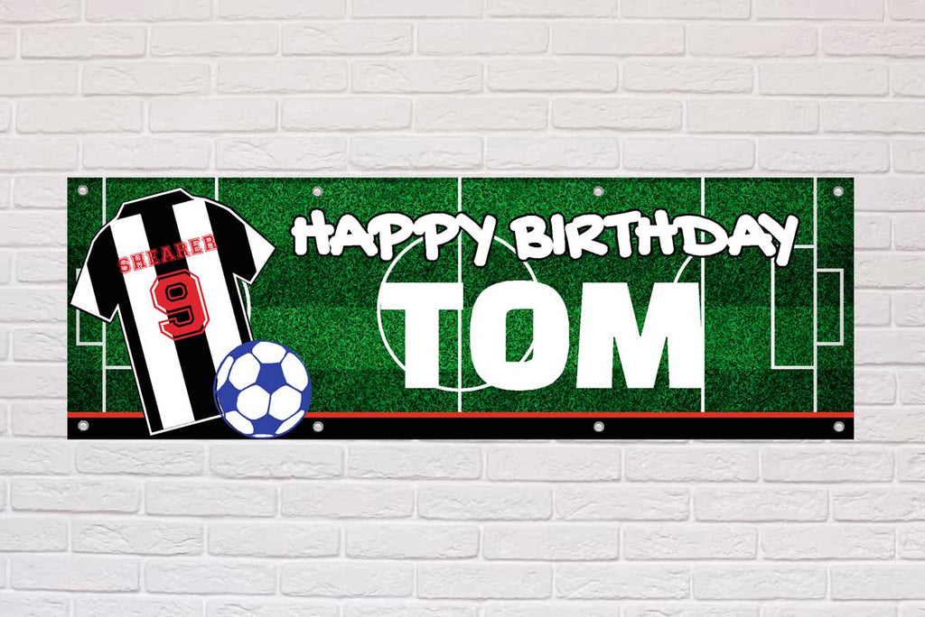 Personalised Birthday Banner | Black and White Stripes - The Sign Shed