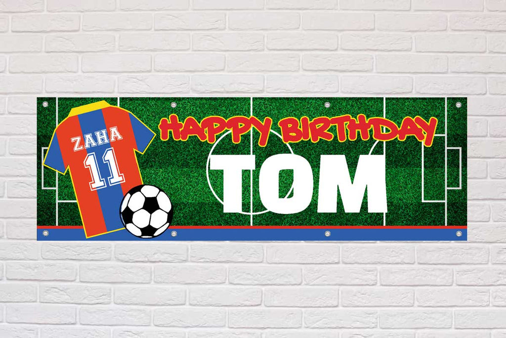 Personalised Birthday Banner | Blue and Red Stripes - The Sign Shed