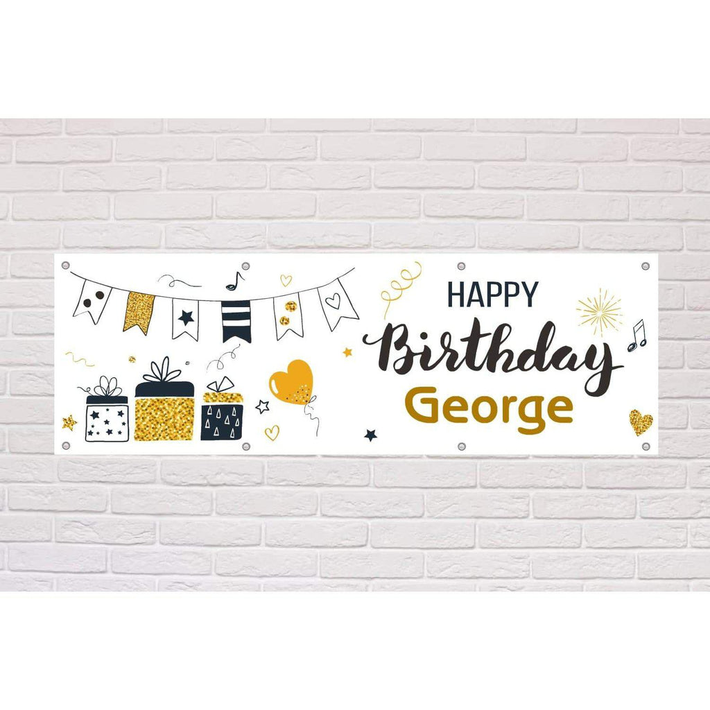 Personalised Birthday Banner | Bunting & Presents style - The Sign Shed
