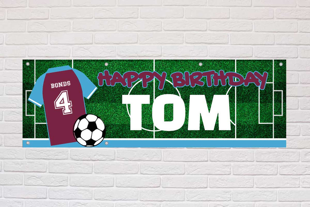Personalised Birthday Banner | Claret and Blue United - The Sign Shed