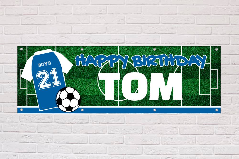 Personalised Birthday Banner | Posh Blue and White - The Sign Shed