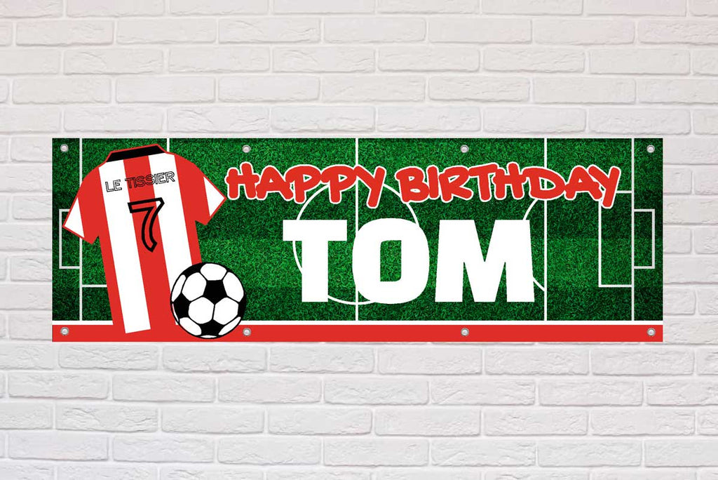 Personalised Birthday Banner | Red and White Stripes South East - The Sign Shed
