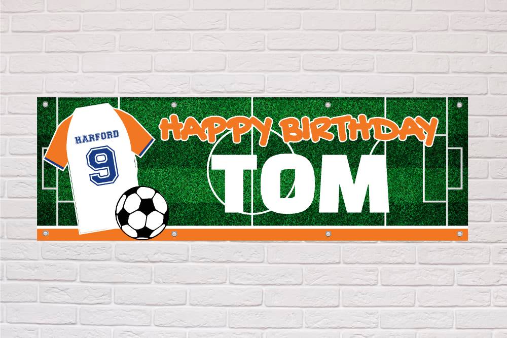 Personalised Birthday Banner | White and Orange Town - The Sign Shed