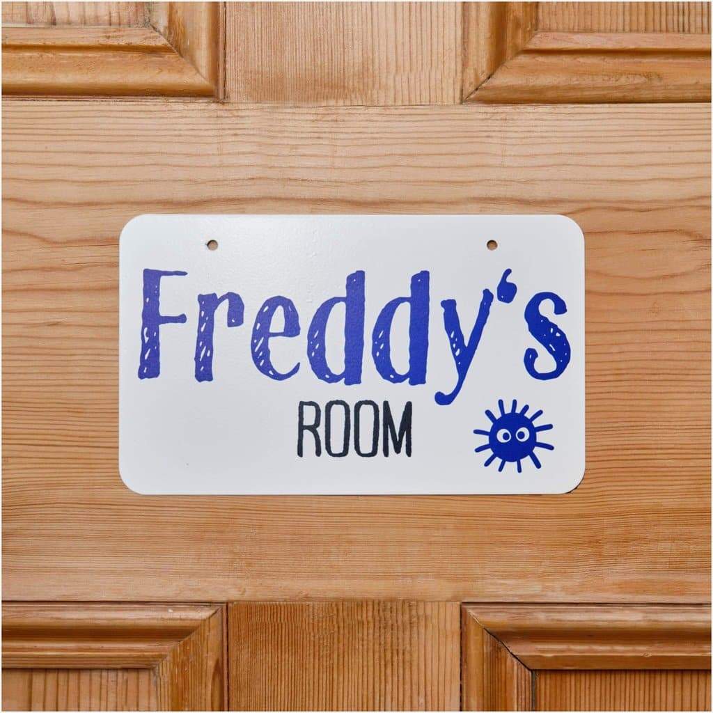 Personalised Children's Room Sign Blue Spider - The Sign Shed