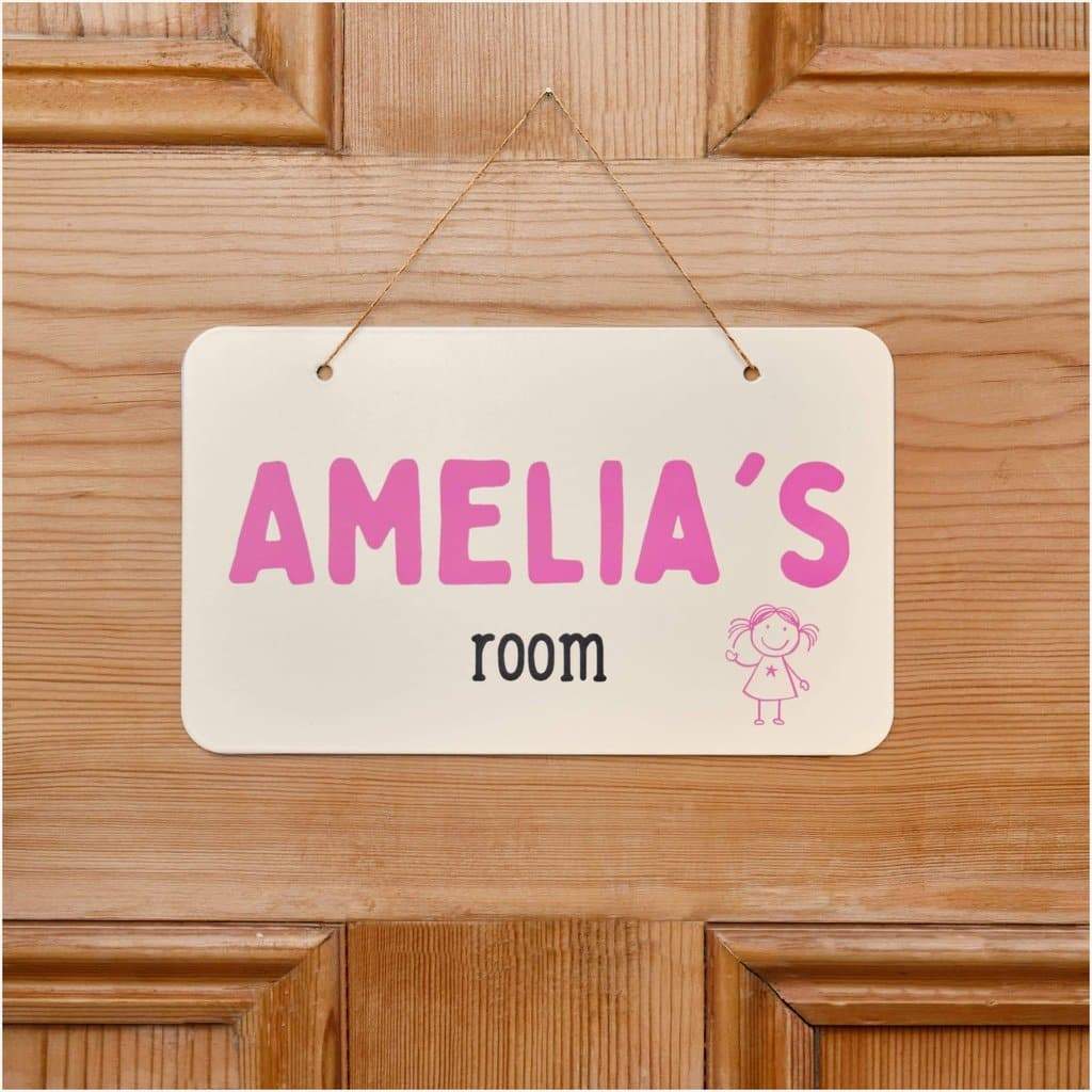 Personalised Children's Room Sign Pink Girl - The Sign Shed