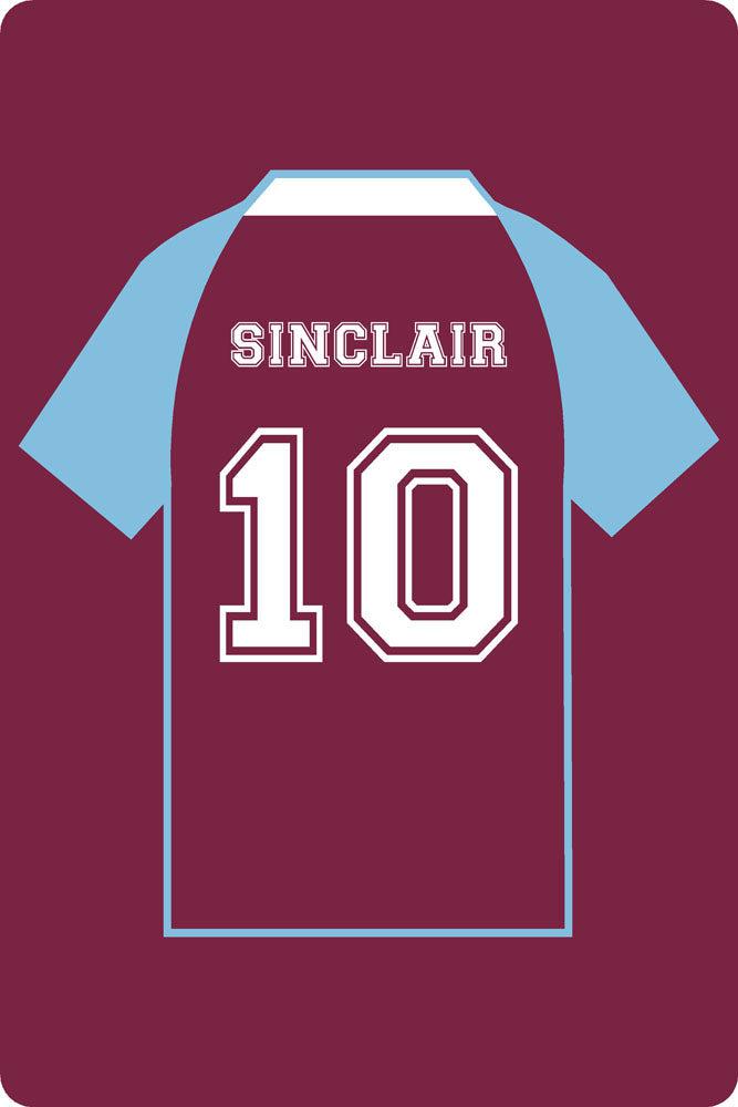 Personalised Football Shirt Sign | Claret and Blue North - The Sign Shed
