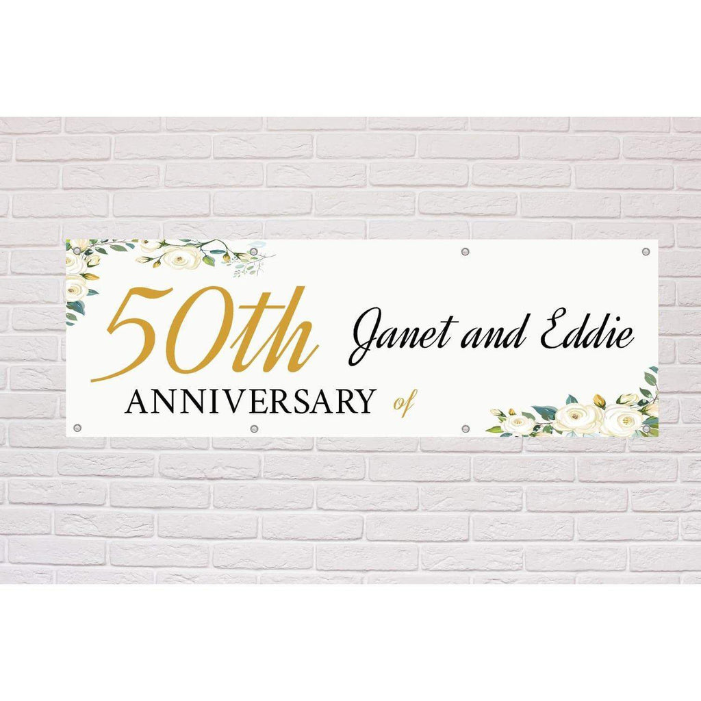 Personalised Happy Anniversary Roses banner - The Sign Shed