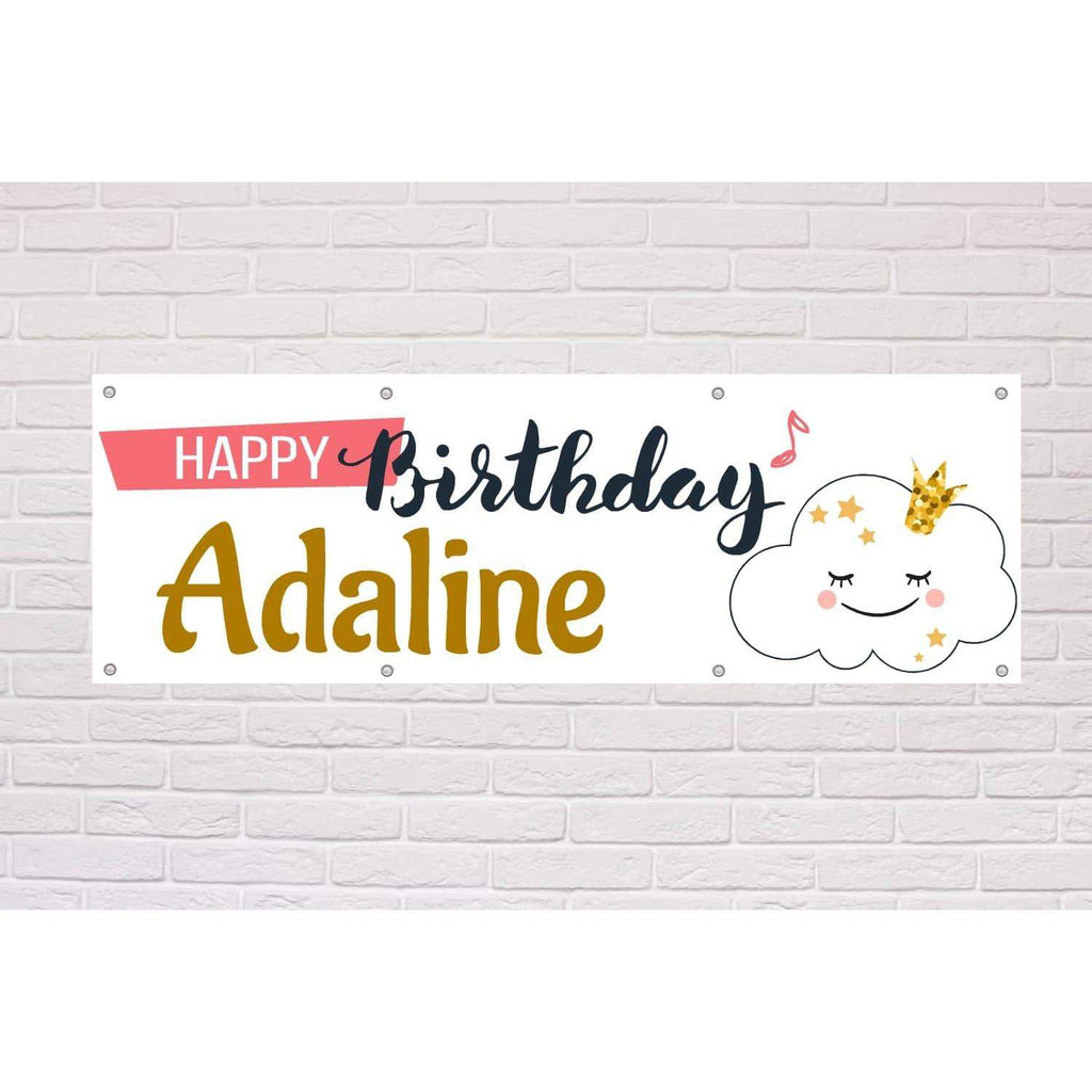 Personalised Happy Birthday Banner | Cute Cloud theme - The Sign Shed