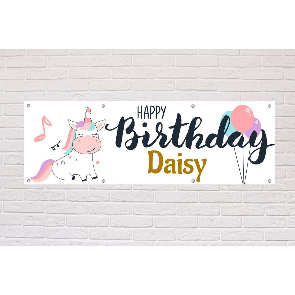 Personalised Happy Birthday Unicorn Banner - The Sign Shed